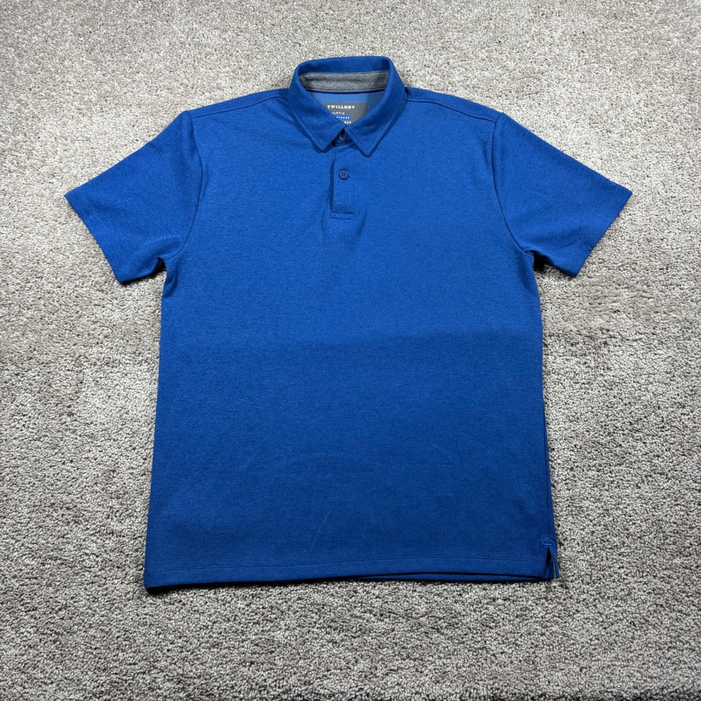 Twillory Mens Athletic Athleisure Polo Shirt Blue Short Sleeve M Performance